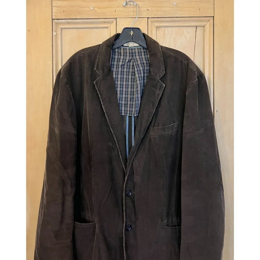 J.Crew Mens Vintage Y2K Corduroy Academia Blazer Jacket Size XL Brown FA EXC